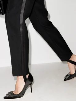 Women Manolo Blahnik Black Hangisi Buckle 105 Satin Pumps -Manolo Blahnik 12474196 50014765 1000