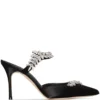 Women Manolo Blahnik Lurum 90mm Crystal- Embellished Satin Mules