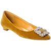 Manolo Blahnik Hangisi Velvet Flat Women