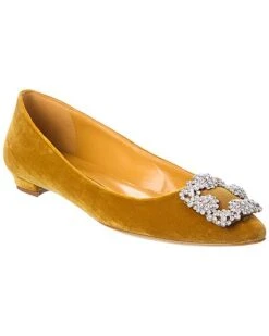 Manolo Blahnik Hangisi Velvet Flat Women