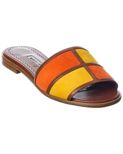 Manolo Blahnik Egacle Leather & Suede Sandal Women