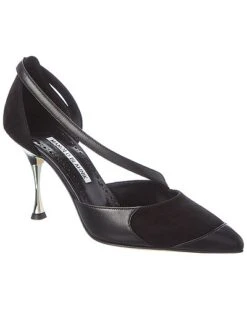 Manolo Blahnik Repim 90 Suede & Leather Pump Women