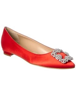 Manolo Blahnik Hangisi Satin Flat Women