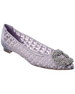 Manolo Blahnik Hangisi Lace Flat Women