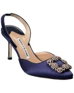 Manolo Blahnik Hangisisli 70 Satin Slingback Pump Women