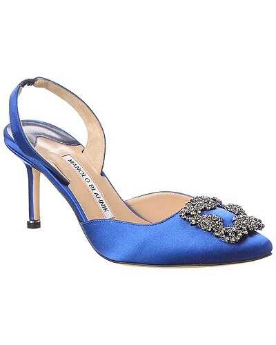 Manolo Blahnik Hangisli 70 Satin Slingback Pump Women 1 Manolo Blahnik Hangisli 70 Satin Slingback Pump Women