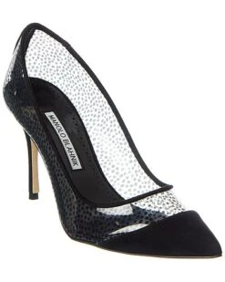 Manolo Blahnik Pachana 90 Vinyl & Suede Pump Women