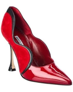 Manolo Blahnik Hamaki 105 Patent & Suede Pump Women