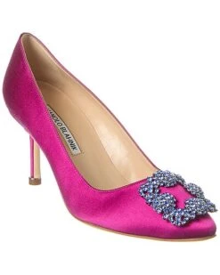 Manolo Blahnik Hangisli 50 Satin Slingback Pump Women