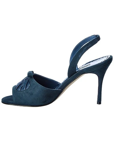 Manolo Blahnik Amelie 90 Suede & Leather Sandal Women 2 Manolo Blahnik Amelie 90 Suede & Leather Sandal Women - Image 2