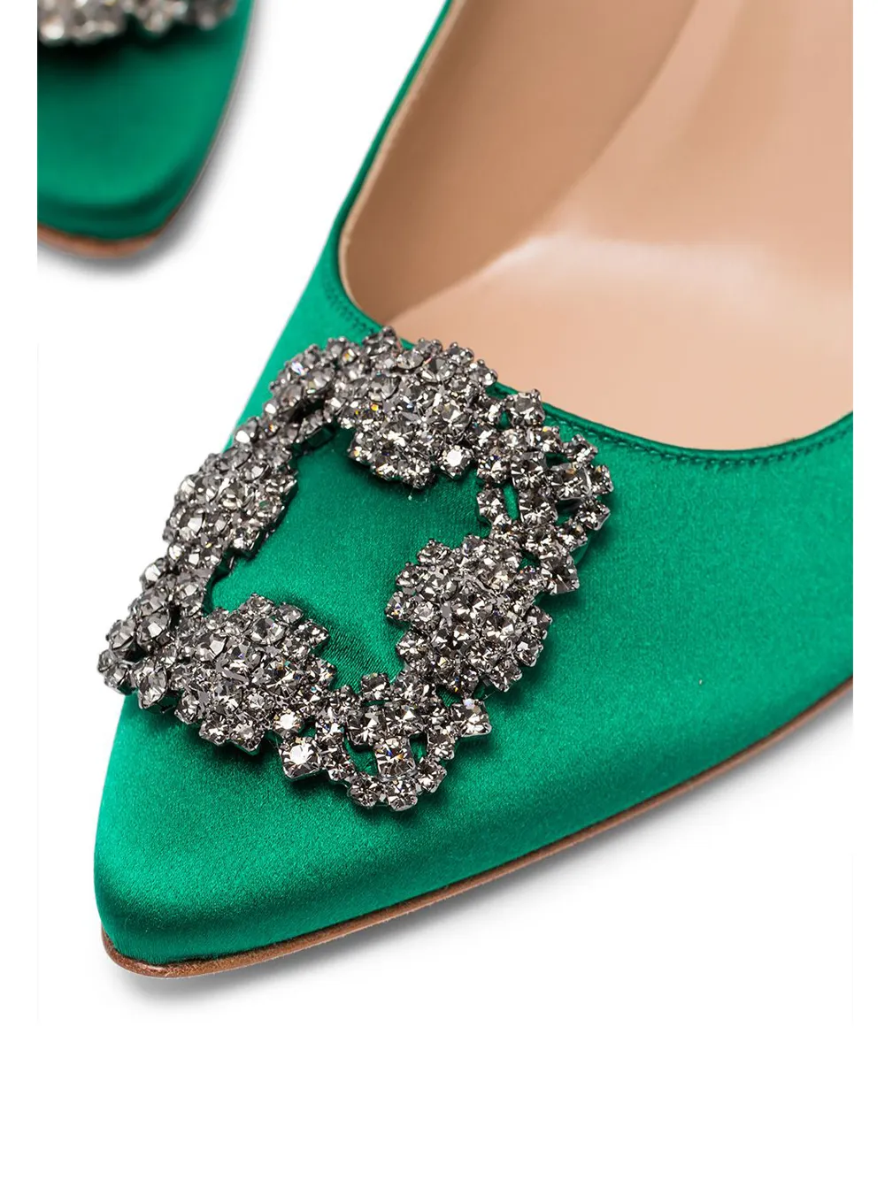 Women Manolo Blahnik Green Hangisi 90 Satin Pumps 4 Women Manolo Blahnik Green Hangisi 90 Satin Pumps - Image 4