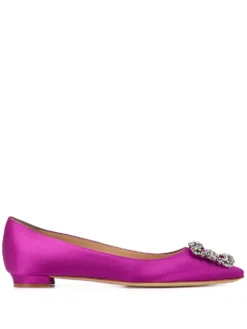 Women Manolo Blahnik .satin Hangisiflat Ballerina Shoes