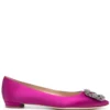 Women Manolo Blahnik Hangisi Satin Ballerina Shoes
