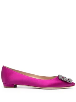 Women Manolo Blahnik Hangisi Satin Ballerina Shoes