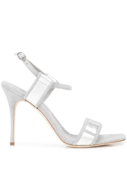 Women Manolo Blahnik Metallic-effect Leather Sandals