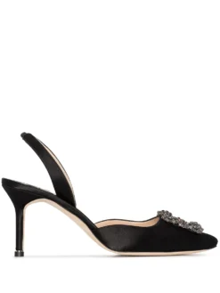 Women Manolo Blahnik Hangisi 70mm Satin Slingback Pumps
