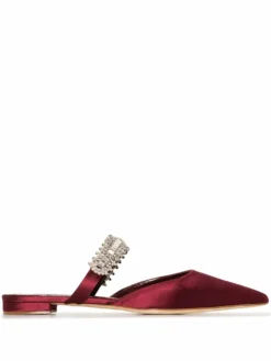 Women Manolo Blahnik Lutara Crystal-embellished Flat Mules