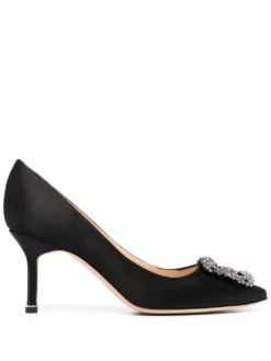 Women Manolo Blahnik Hangisi 70 Buckle-embellished Satin Pumps