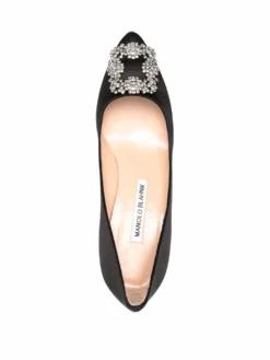 Women Manolo Blahnik Hangisi 70 Buckle-embellished Satin Pumps -Manolo Blahnik 17264055 35347514 1000