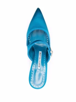 Women Manolo Blahnik Galaxim Crystal-buckle Satin Mules -Manolo Blahnik 17317639 36046328 1000
