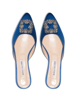 Women Manolo Blahnik Hangisi Crystal-buckle Flat Pumps -Manolo Blahnik 17902422 40156878 1000