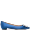 Women Manolo Blahnik Hangisi Buckle-detail Ballerina Shoes