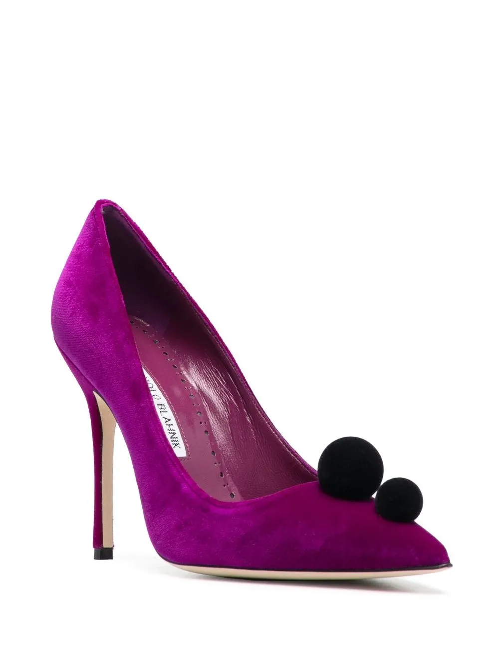 Women Manolo Blahnik Piera 120mm Pompom Suede Pumps 2 Women Manolo Blahnik Piera 120mm Pompom Suede Pumps - Image 2