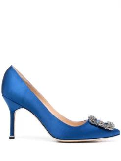 Women Manolo Blahnik Hangisi 90mm Jewel Buckle Pumps
