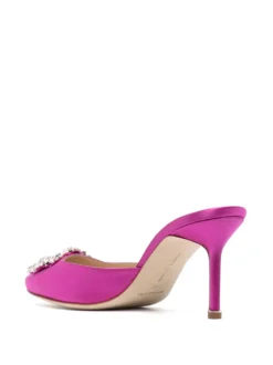 Women Manolo Blahnik Crystal-embellished Satin Mules -Manolo Blahnik 19174788 44895867 1000