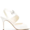 Women Manolo Blahnik 90mm Havelopa Satin-finish Sandals