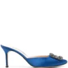 Women Manolo Blahnik Hangisimu Jewel-buckle 90mm Mules