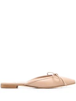 Women Manolo Blahnik Bow-detail Flat Leather Mules