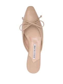 Women Manolo Blahnik Bow-detail Flat Leather Mules -Manolo Blahnik 19176986 44643478 1000