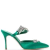 Women Manolo Blahnik Lurum 90mm Embellished Mules