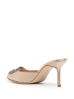 Women Manolo Blahnik Hangisi Jewel-buckle 70mm Mules -Manolo Blahnik 19334136 43200402 1000