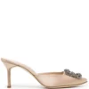 Women Manolo Blahnik Hangisi Jewel-buckle 70mm Mules