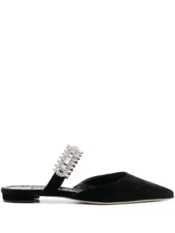 Women Manolo Blahnik Crystal-embellished Flat Mules