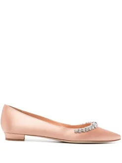 Women Manolo Blahnik Olarana Satin Ballerina Shoes