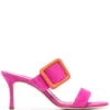 Women Manolo Blahnik Gable 70mm Buckled Suede Mules