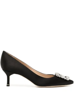 Women Manolo Blahnik Hangisi Crystal-buckle 50mm Pumps