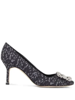 Women Manolo Blahnik Crystal-bucke Silk Pumps