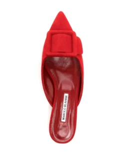 Women Manolo Blahnik Suede Buckle Flat Mules -Manolo Blahnik 19651715 44140411 1000