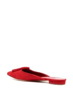 Women Manolo Blahnik Suede Buckle Flat Mules -Manolo Blahnik 19651715 44358933 1000