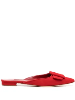 Women Manolo Blahnik Suede Buckle Flat Mules