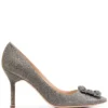 Women Manolo Blahnik Hangisi Glitter 90 Pumps