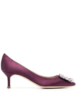 Women Manolo Blahnik Hangisi Crystal-buckle 50mm Pumps