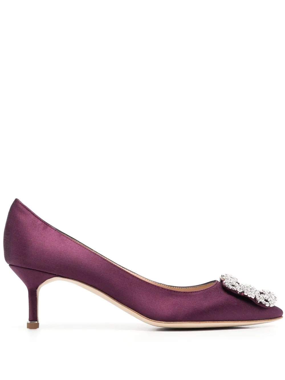 Women Manolo Blahnik Hangisi Crystal-buckle 50mm Pumps 1 Women Manolo Blahnik Hangisi Crystal-buckle 50mm Pumps