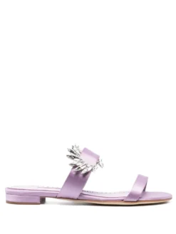 Women Manolo Blahnik Crystal Embellished Flat Mules