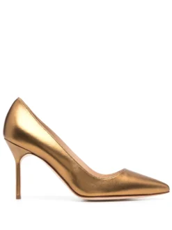 Women Manolo Blahnik BB 90mm Metallic-effect Leather Pumps