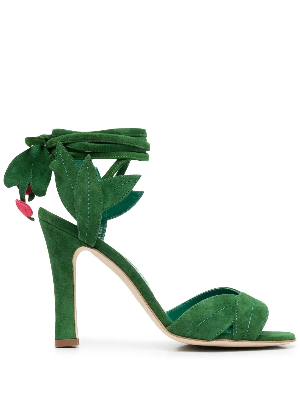 Women Manolo Blahnik 110mm Leaf-motif Leather Sandals 1 Women Manolo Blahnik 110mm Leaf-motif Leather Sandals